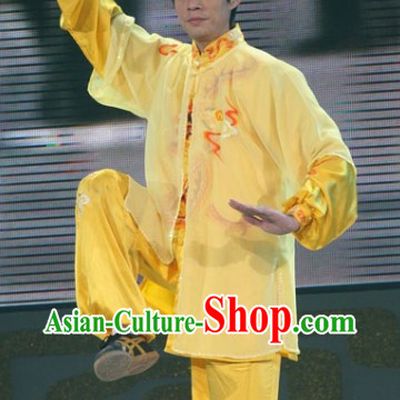 Embroidered Dragon Silk Wushu Championship Clothes and Cape