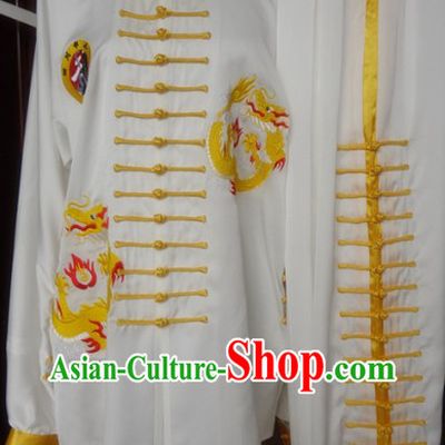High Collar Silk Embroidered Dragon Tai Chi Uniform Clothing for Men or Women
