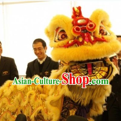 Supreme Golden Wool Grand Opening Lion Dance Costumes Complete Set