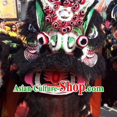 Old Style Black Ceremonial Lion Dance Costumes Complete Set