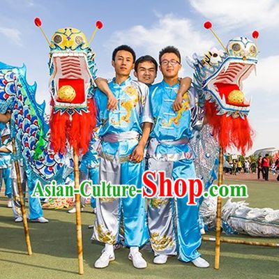 Blue and White Dragon Dancer Costume for Men or Women