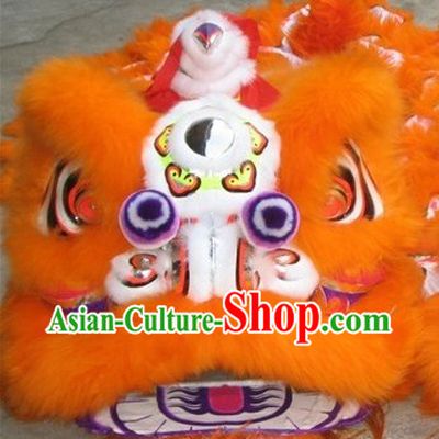 Supreme Orange Natural Wool Grand Opening and Business Promotion Lion Dance Equipments Complete Set