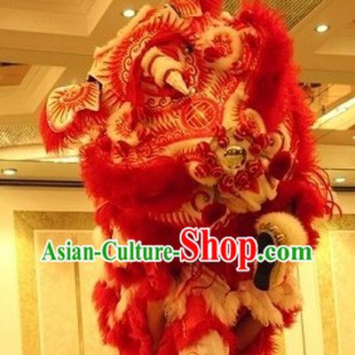 Traditional Chinese Old Style Red Business Opening Lion Dance Equipment Complete Set