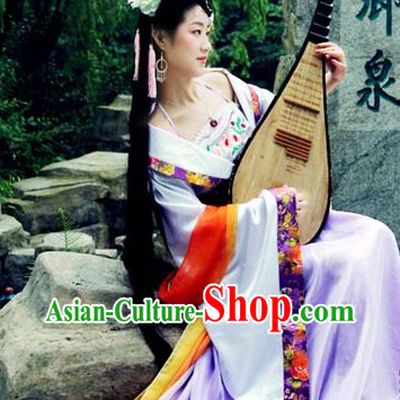 Ancient Chinese Tang Dynasty Clothes Set and Hair Accessories for Women