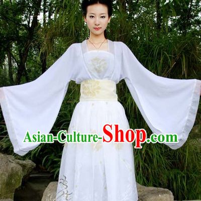 White Ancient Traditional Chinese Fairies Costume for Girls
