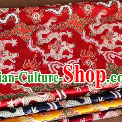 Red Traditional Chinese Dragon Pattern Tibetan Cloth Fabric