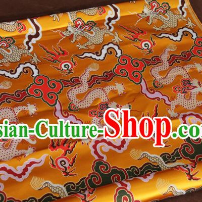 Yellow Traditional Chinese Dragon Pattern Tibetan Robe Cloth Fabric