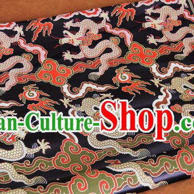 Black Traditional Chinese Dragon Pattern Tibetan Clothing Fabric
