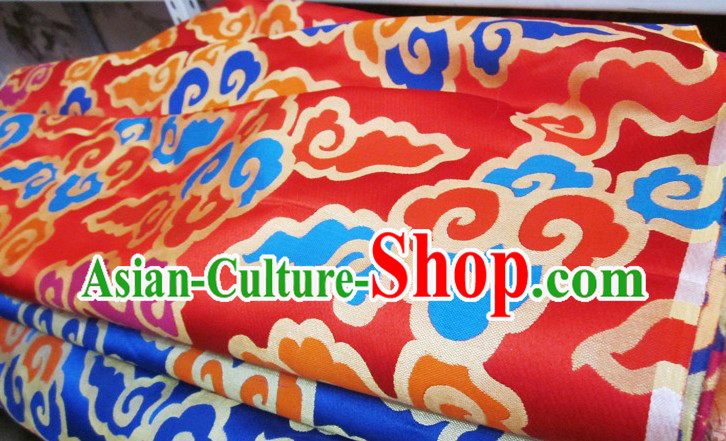 Red Traditional Chinese Auspicious Cloud Tibetan Clothing Fabric