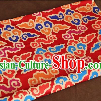 Red Traditional Chinese Cloud Tibetan Fabric