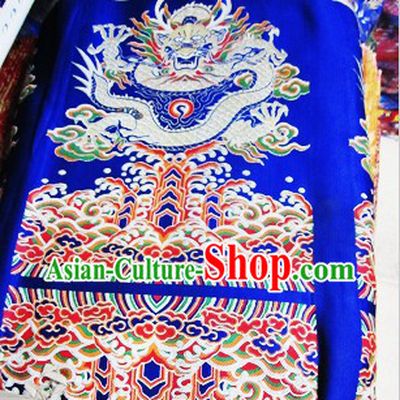 Blue Traditional Chinese Tibetan Dragon Fabric