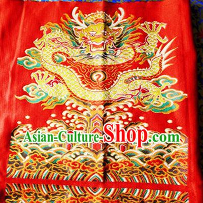 Red Traditional Chinese Tibetan Dragon Fabric