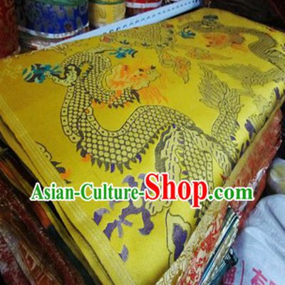 Golden Traditional Chinese Tibetan Dragon Fabric