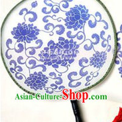 Chinese Classical Blue and White Porcelain Performance Fan