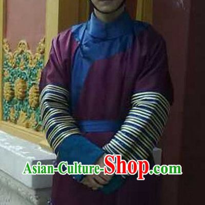 Qing Dynasty Palace Servant Costumes and Hat for Men