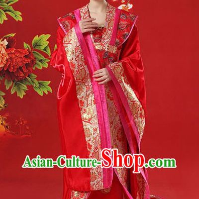 Ancient Chinese Red Brides Phoenix Wedding Dress