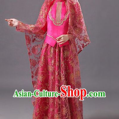 Ancient Chinese Muslim Hui Minority Wedding Dress for Brides