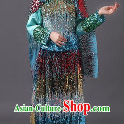 Traditional Chinese Muslin Hui Dance Costumes and Headpiece for Women