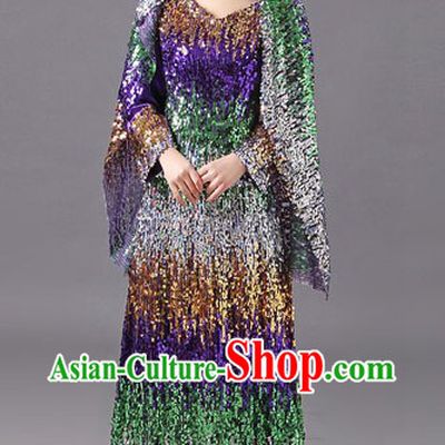 Traditional Chinese Muslin Hui Ethnic Dancing Costumes Clothing and Cape for Women