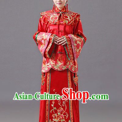 Ancient Chinese Red Wedding Suit for Brides