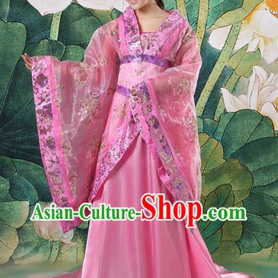 Ancient Chinese Pink Tang Dynasty Princess Clothing Complete Set