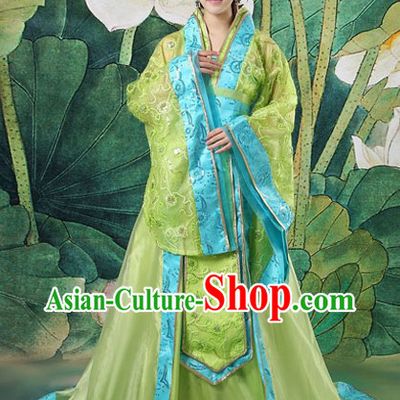 Ancient Chinese Tang Dynasty Green Clothing Complete Set