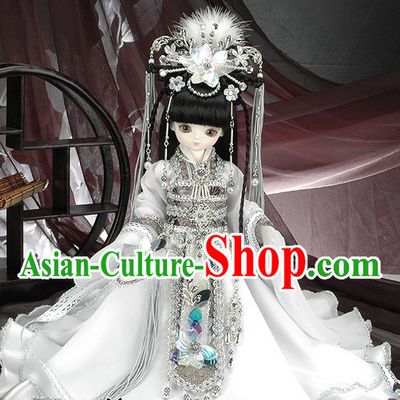 Pure White China Princess Cosplay Complete Set for Kids