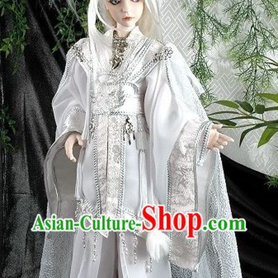 White Ancient Chinese Cosplay Costumes and Feather Accessories for Adults