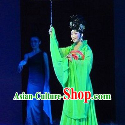 Green China Tang Dynasty Female Clothing and Wig for Women