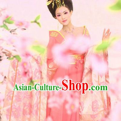 Ancient Chinese Tang Dynasty Imperial Princess Clothing and Hair Accessories Complete Set