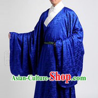 Blue Ancient Chinese Han Fu Robe and Clothing for Men
