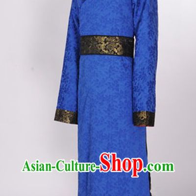 Blue Ancient Chinese Tang Dynasty Clothing Suit for Men