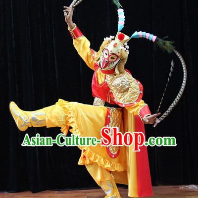 Traditional Chinese Monkey King Sun Wukong Mask Changing Costumes and Helmet