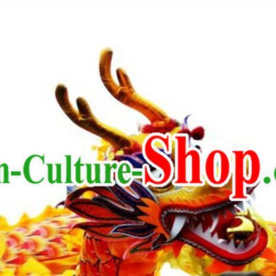 30 Meters Long Traditional Chinese Dragon Dance Costumes for 15-16 People