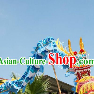 4 Meters Blue Traditional Dragon Dance Costume for Three to Four Infants School Children