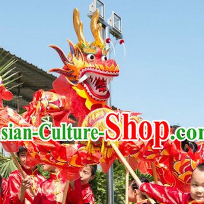 10 Meters Red Traditional Dragon Dance Costume for 9-10 Nursery School Kids