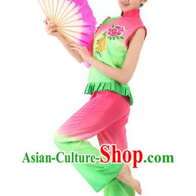 Chinese Spring Festival Celebration Mo Li Hua Fan Dance Costumes and Hair Accessories