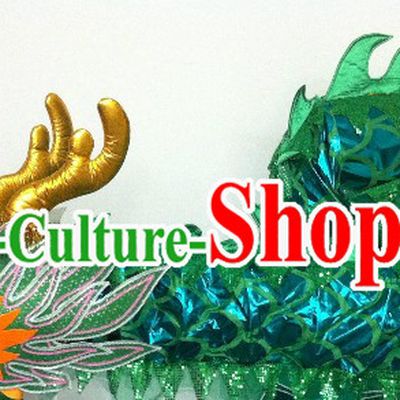Shinning Green China Dragon Dance Costumes for 13-14 Adults