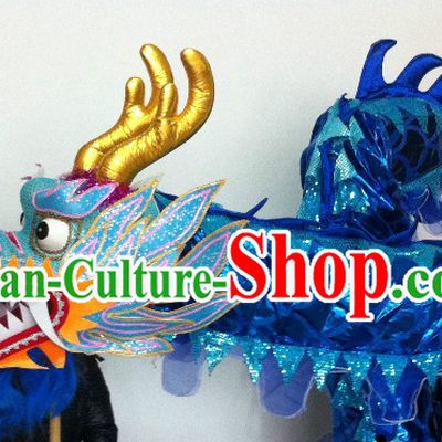 Shinning Blue China Dragon Dancing Costumes for 15-16 People