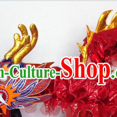 Shinning Red China Dragon Dancing Costumes Props for 19-20 Dancers