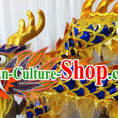 Shinning Blue and Gold Dragon Dancing Prop for Nine or Ten Dancers