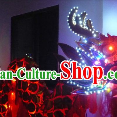 Shinning Golden Dragon LED Lights Style Dragon Dance Costumes for Three to Four Adults