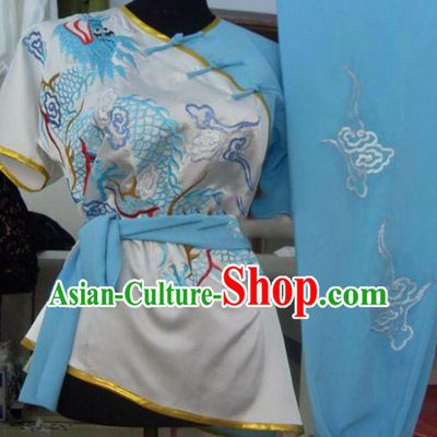 Short Sleeves Embroidered Dragon Kung Fu Shirt and Pants