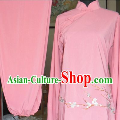 Traditional Chinese Pink Wing Chun Kung Fu Suit for Girls