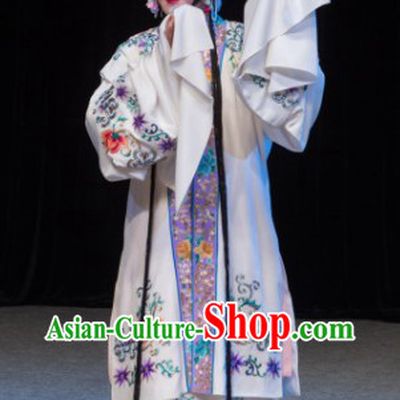 Traditional Beijing Opera White Huadan Embroidered Costumes