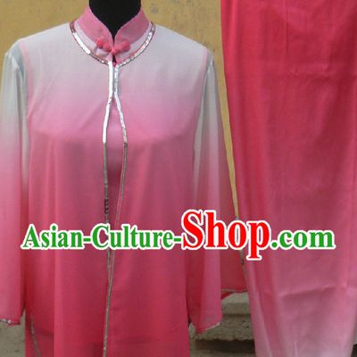 Colour Transition Chinese Silk Kung Fu Clothes Complete Set for Women