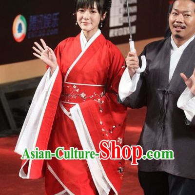 Worldwide Free Shipping Ancient Red Plum Blossom Han Princess Clothing Complete Set
