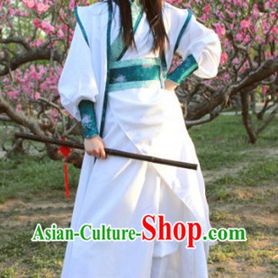 Ancient Chinese White Swordsman Costumes Unisex Free Worldwide Shipping
