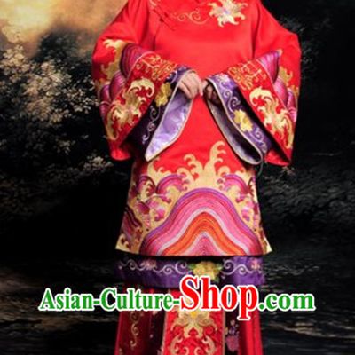 Lucky Red Traditional Chinese Classical Wedding Dress Complete Set for Brides