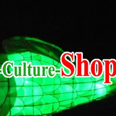 Traditional Green Chinese New Year Fish Carp Lantern for Display or Performance